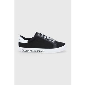 Topánky Calvin Klein Jeans čierna farba, na plochom podpätku vyobraziť