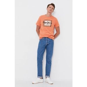 Bavlnené tričko Pepe Jeans Wesley oranžová farba, s potlačou vyobraziť