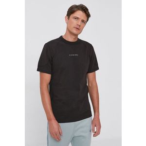 Bavlnené tričko G-Star Raw čierna farba, s nášivkou vyobraziť