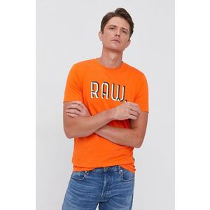 Bavlnené tričko G-Star Raw oranžová farba, s potlačou vyobraziť