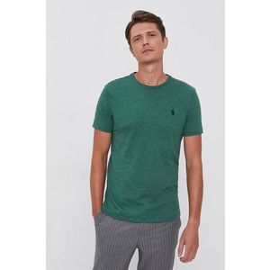 Bavlnené tričko Polo Ralph Lauren zelená farba, jednofarebné vyobraziť