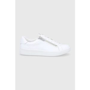 Topánky Calvin Klein biela farba, na plochom podpätku vyobraziť