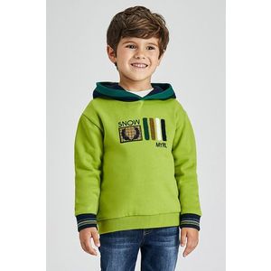 Detská bavlnená mikina Mayoral zelená farba, s nášivkou vyobraziť