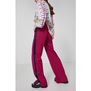 Nohavice Karl Lagerfeld dámske, ružová farba, široké, vysoký pás vyobraziť