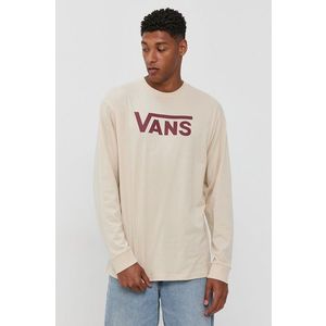 Bavlnené tričko s dlhým rukávom Vans priehľadná farba, s potlačou vyobraziť
