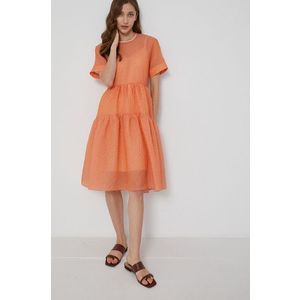 Šaty Victoria Victoria Beckham oranžová farba, mini, áčkový strih vyobraziť