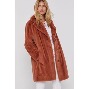 Kabát Twinset dámsky, hnedá farba, prechodný, oversize vyobraziť