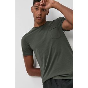 Bavlnené tričko !SOLID zelená farba, jednofarebné vyobraziť