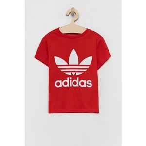 Detské bavlnené tričko adidas Originals červená farba, s potlačou vyobraziť