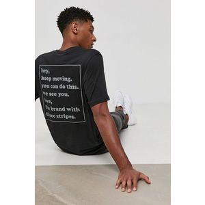 Bavlnené tričko adidas Performance čierna farba, s potlačou vyobraziť