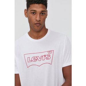 Bavlnené tričko Levi's biela farba, s potlačou vyobraziť