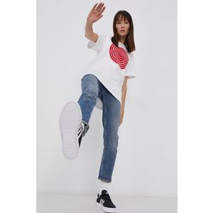 Bavlnené tričko adidas Performance x Marimekko biela farba vyobraziť