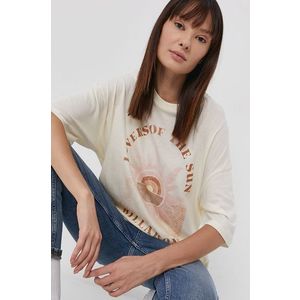 Bavlnené tričko Billabong krémová farba vyobraziť