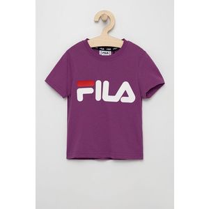 Detské bavlnené tričko Fila fialová farba vyobraziť