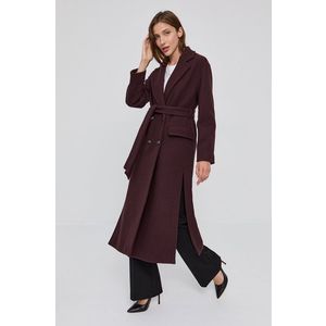 Kabát Pinko dámsky, fialová farba, prechodný, dvojradový vyobraziť