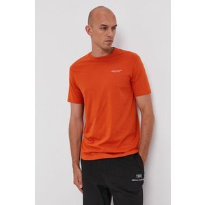 Bavlnené tričko Armani Exchange oranžová farba, jednofarebné vyobraziť