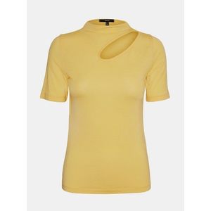 Žlté tričko s priestrihom VERO MODA Glow vyobraziť
