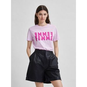 Svetloružové tričko s potlačou Selected Femme Simi vyobraziť