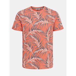 Oranžové vzorované tričko ONLY & SONS Iason vyobraziť