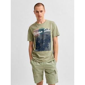 Svetlozelené tričko s potlačou Selected Homme Collin vyobraziť