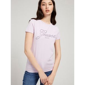 Svetlofialové dámske tričko s potlačou Guess Selina vyobraziť