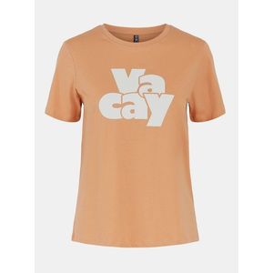 Oranžové tričko s potlačou Pieces Tamaris vyobraziť