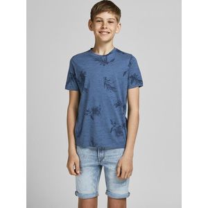 Modré chlapčenské vzorované tričko Jack & Jones Cali vyobraziť