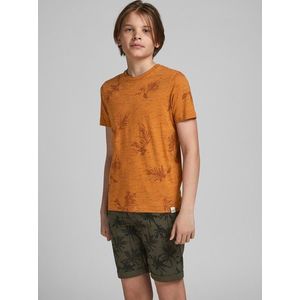 Oranžové chlapčenské vzorované tričko Jack & Jones Cali vyobraziť