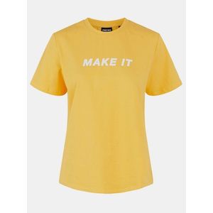 Žlté tričko s nápisom Pieces Niru vyobraziť
