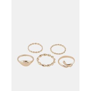 Sada piatich prsteňov v zlatej farbe Pieces Jifra vyobraziť