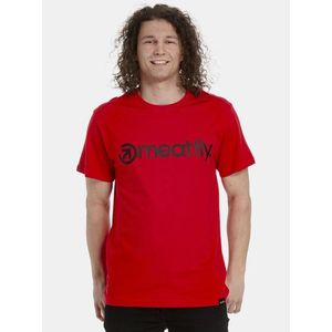 Červené pánske tričko s potlačou Meatfly Logo vyobraziť