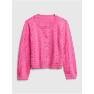 Detský sveter pointelle cardigan Ružová vyobraziť
