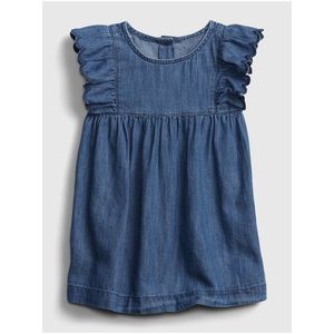 Baby šaty denim ruffle dress Modrá vyobraziť
