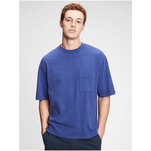 Tričko oversized pocket t-shirt Modrá vyobraziť