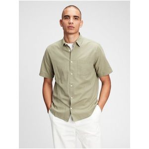 Košeľa linen-cotton shirt Zelená vyobraziť