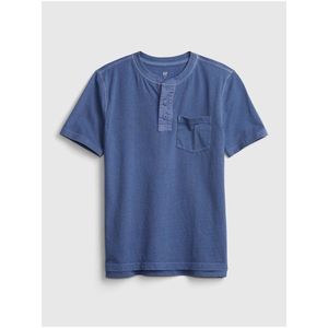 Detské tričko vintage henley t-shirt Modrá vyobraziť