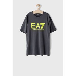 Tričko EA7 Emporio Armani pánske, šedá farba, s potlačou vyobraziť