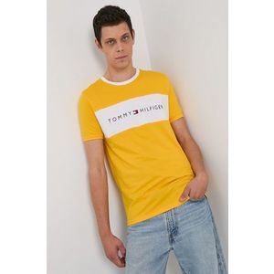 Tričko Tommy Hilfiger pánske, žltá farba, s potlačou vyobraziť