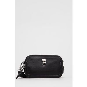 Kožená kabelka Karl Lagerfeld čierna farba vyobraziť