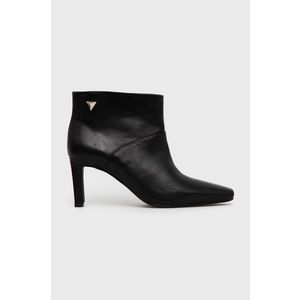 Kožené členkové topánky Sisley dámske, čierna farba, na podpätku vyobraziť