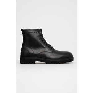 Kožené topánky Pepe Jeans Trucker Boot pánske, čierna farba vyobraziť