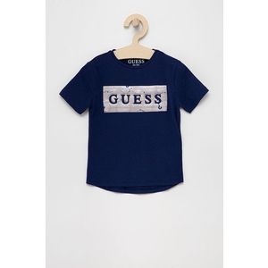 Detské tričko Guess tmavomodrá farba vyobraziť