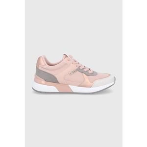 Topánky Guess ružová farba, na plochom podpätku vyobraziť