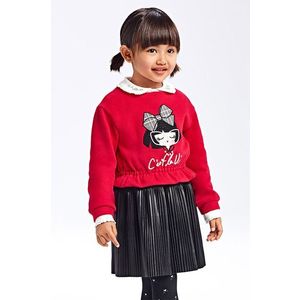 Dievčenské šaty a mikina Mayoral červená farba, mini, áčkový strih vyobraziť
