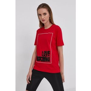 Bavlnené tričko Love Moschino červená farba vyobraziť