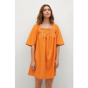 Šaty Mango Mexico oranžová farba, mini, rovné vyobraziť