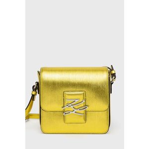 Kožená kabelka Karl Lagerfeld žltá farba vyobraziť