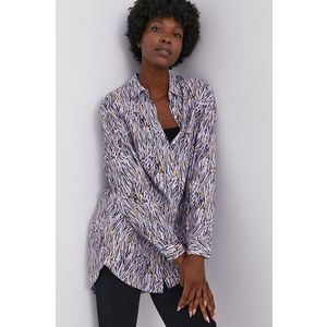 Košeľa Answear Lab dámska, fialová farba, voľný strih, s klasickým golierom vyobraziť