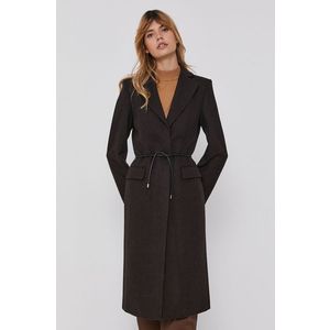 Kabát Sisley dámsky, hnedá farba, prechodný vyobraziť