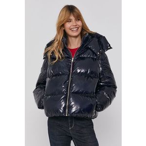 Páperová bunda Tommy Hilfiger dámska, tmavomodrá farba, zimná vyobraziť